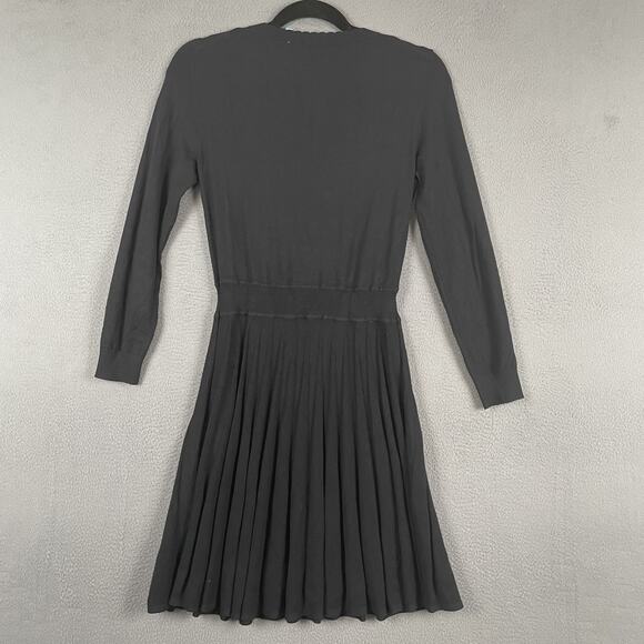 Draper James Dress Womens Small Black Pleated Knit Long Sleeve Fit Flare Classic - Picture 2 of 8
